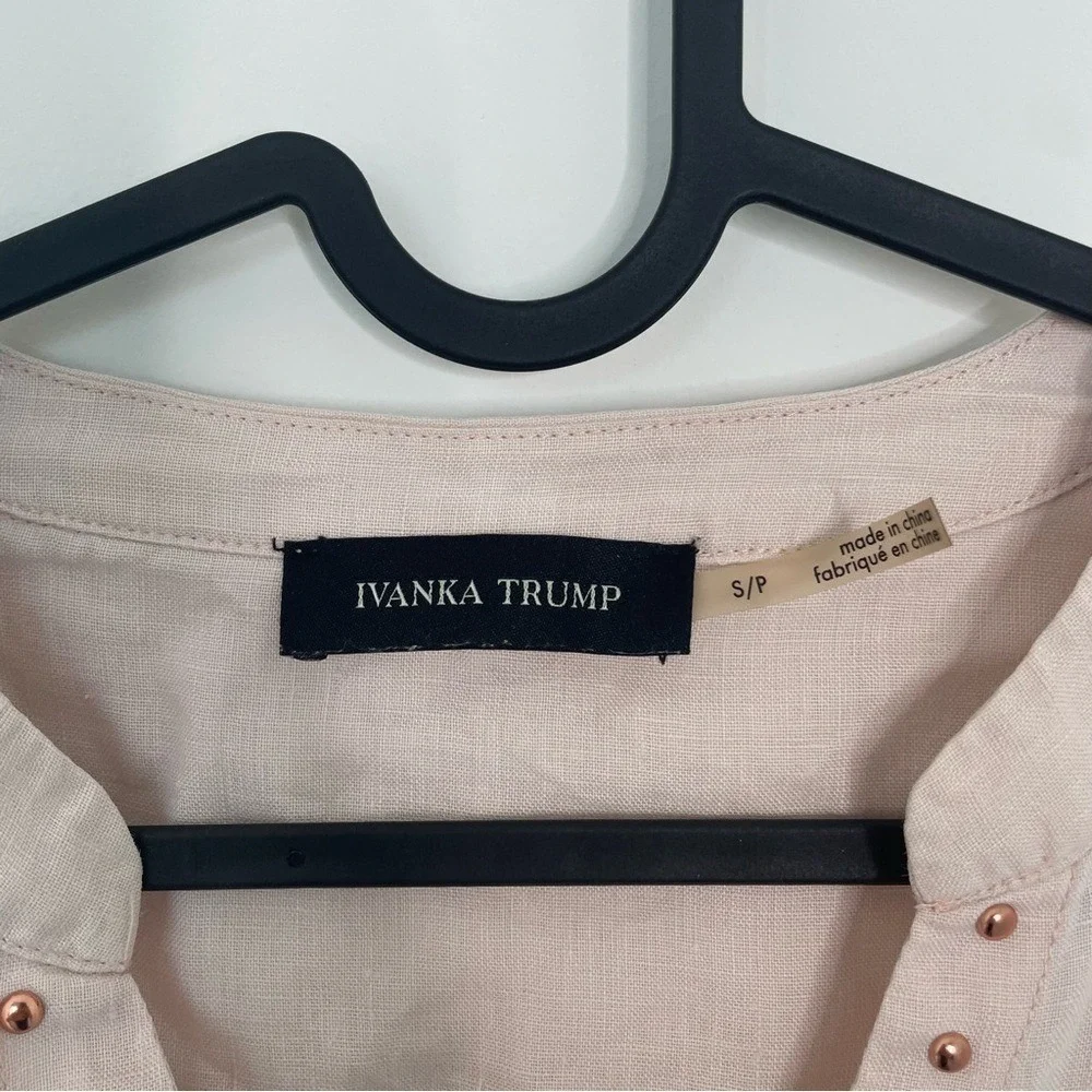 Ivanka Trump Studded Linen Blend Tunic Pink‎ Small - Picture 3 of 4